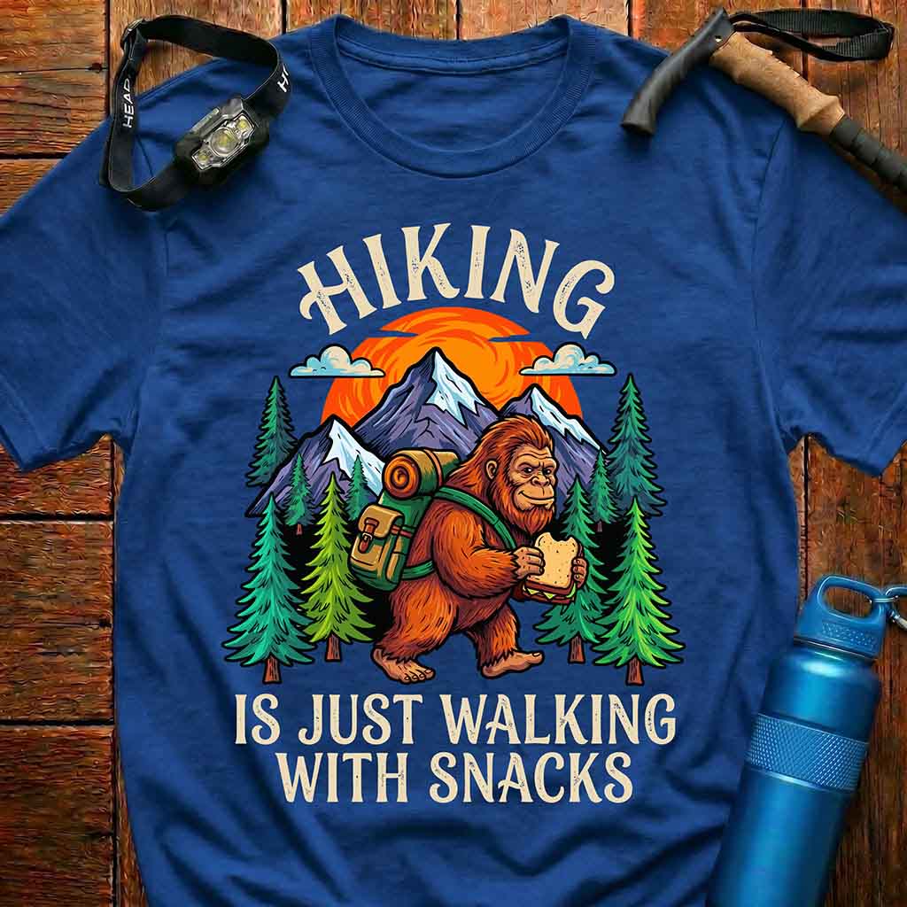 Funny Bigfoot Hiking T-Shirt