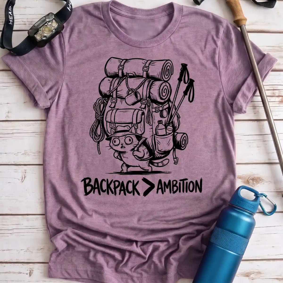 Backpack Over Ambition Cat Tee