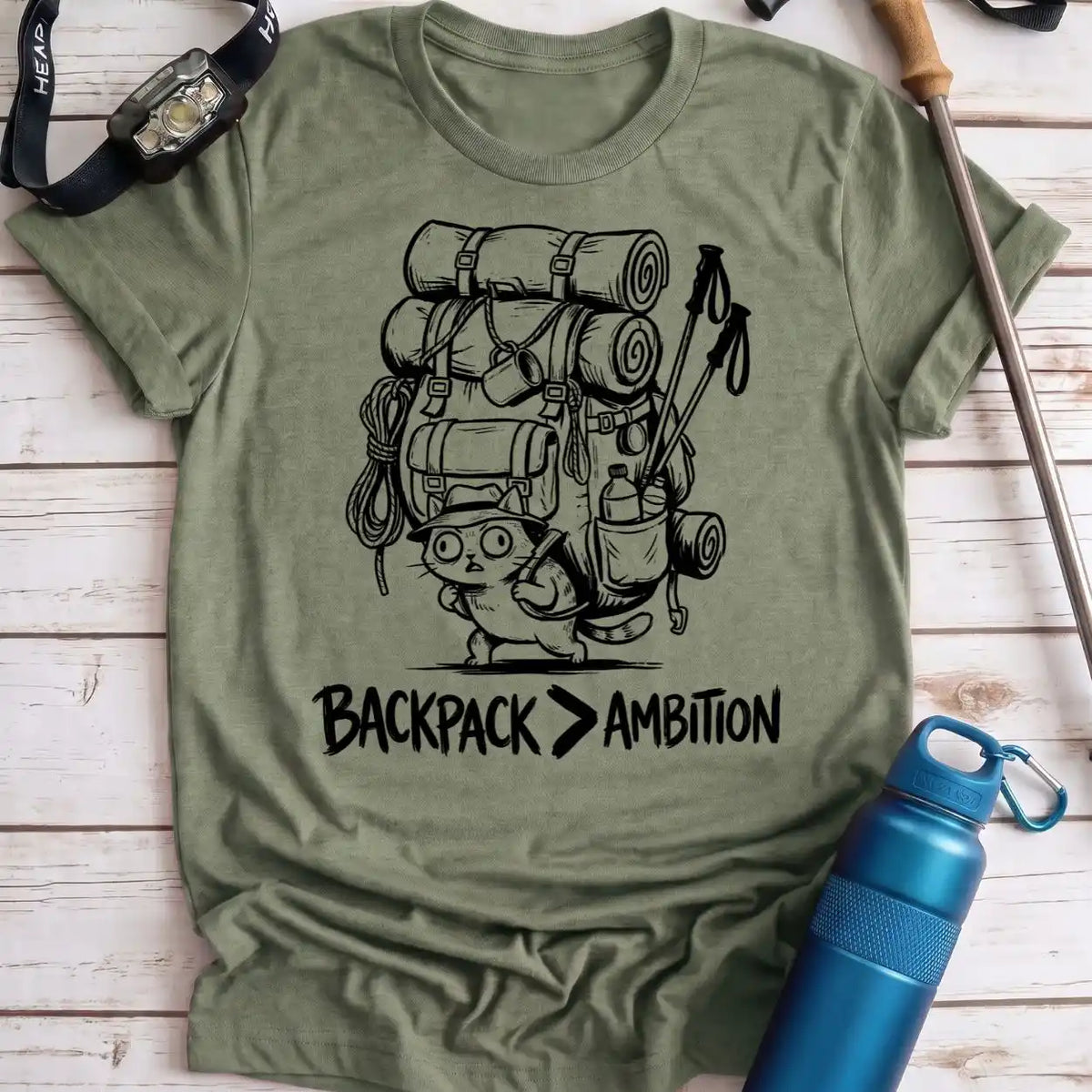 Backpack Over Ambition Cat Tee