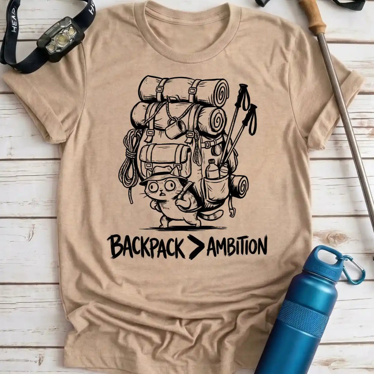 Backpack Over Ambition Cat Tee