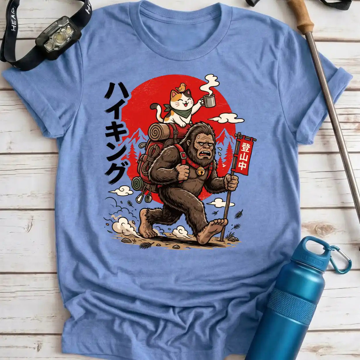 Bigfoot and Cat Hiking Tee