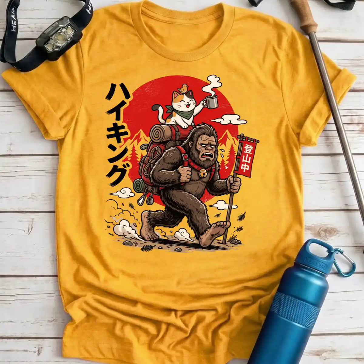 Bigfoot and Cat Hiking Tee
