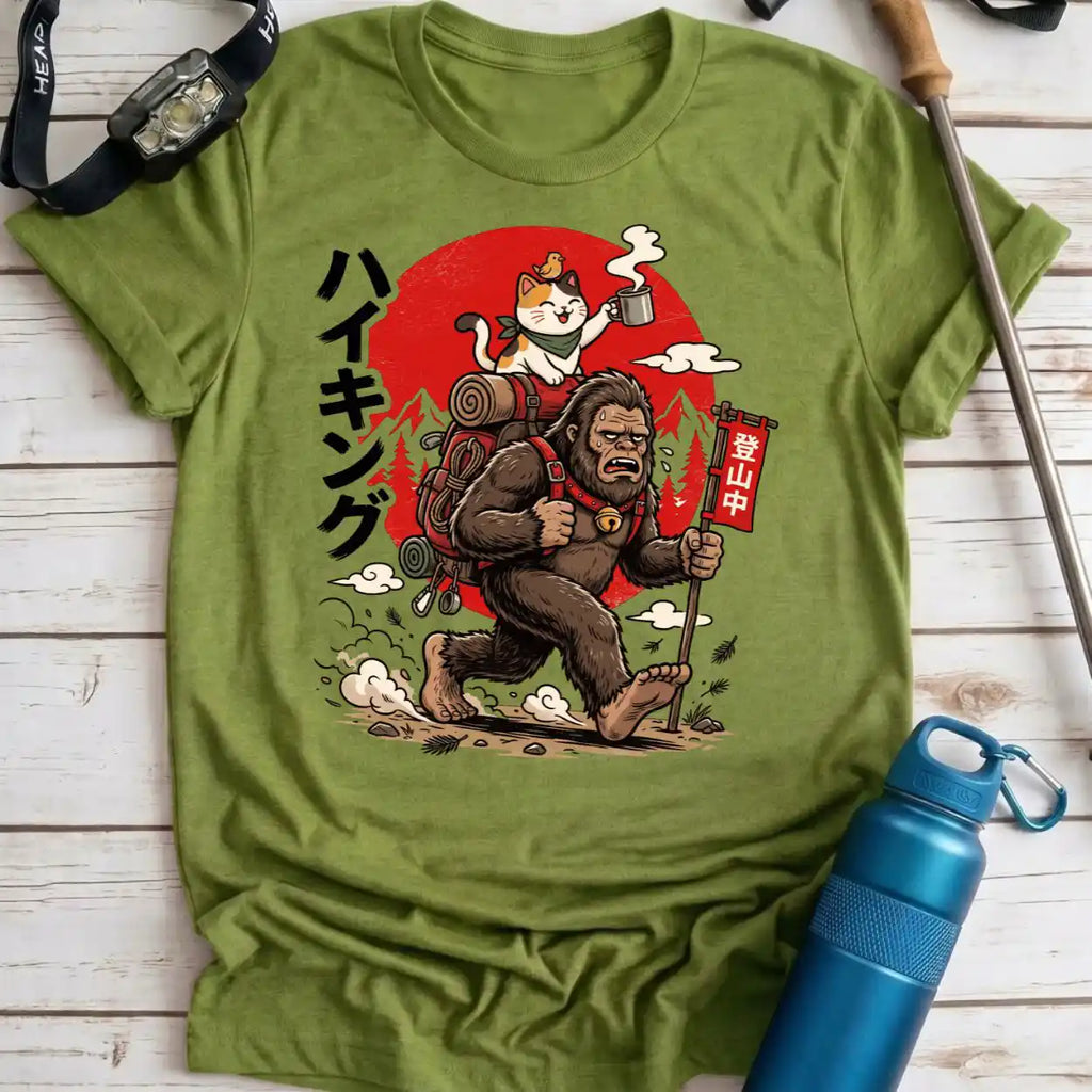 Bigfoot and Cat Hiking Tee