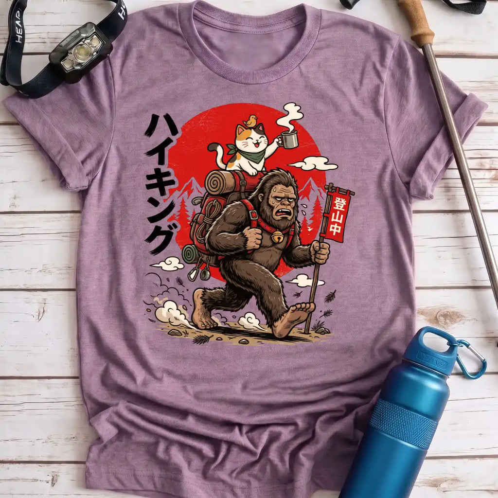 Bigfoot and Cat Hiking Tee