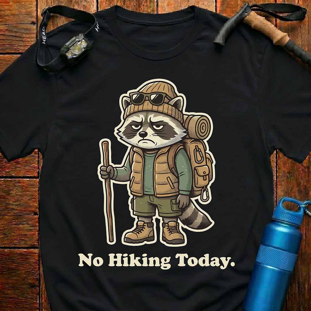 Grumpy Raccoon No Hiking Today T-Shirt