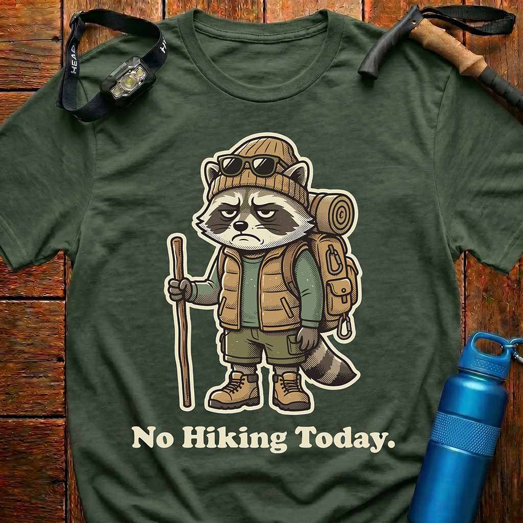 Grumpy Raccoon No Hiking Today T-Shirt