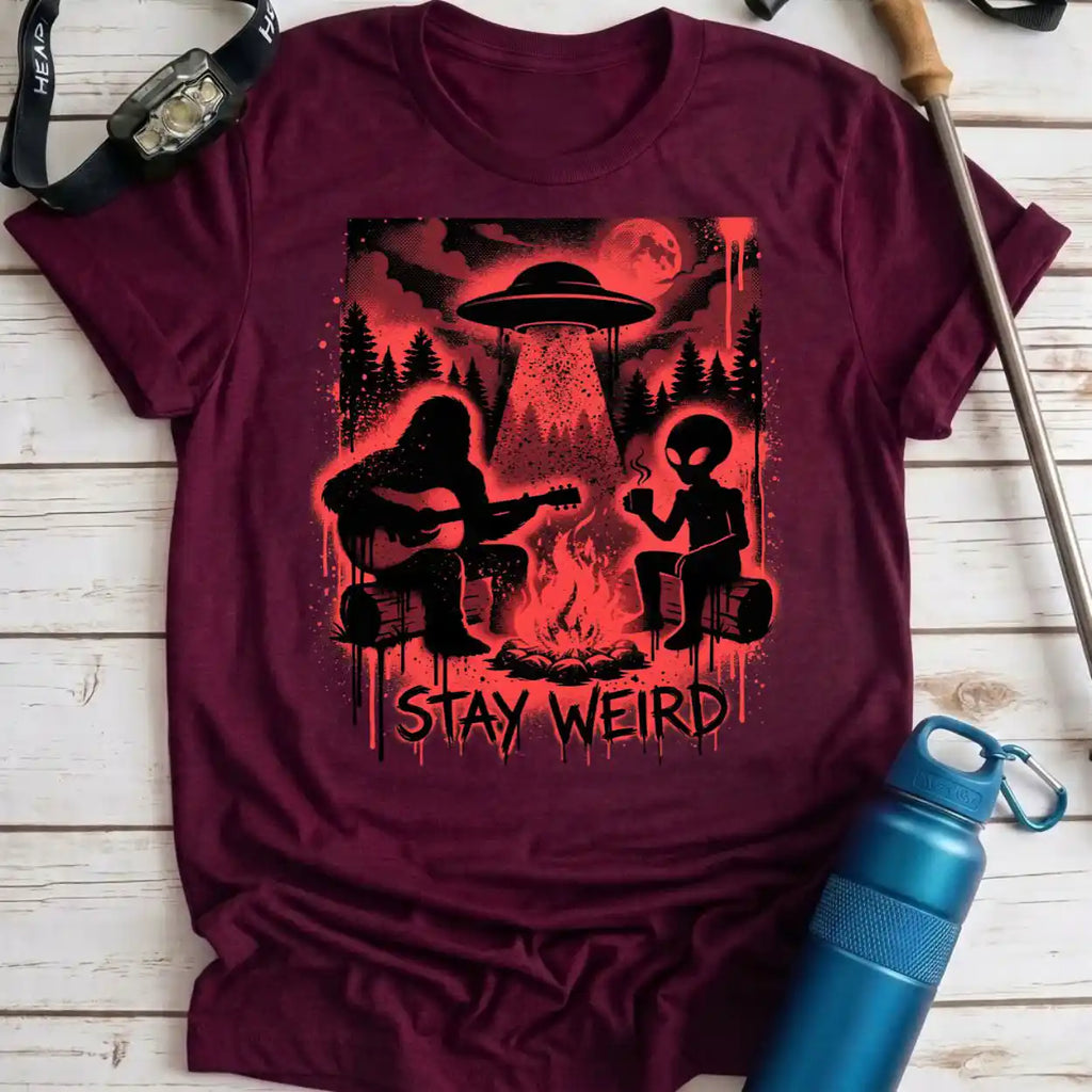 Stay Weird Bigfoot Camp Tee